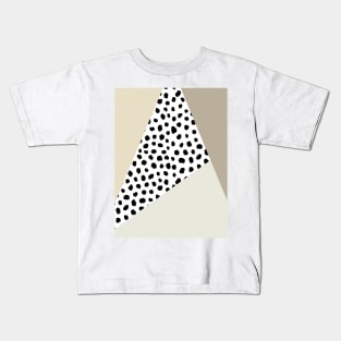 Geometric Polka Dot, Black and Neutral Kids T-Shirt